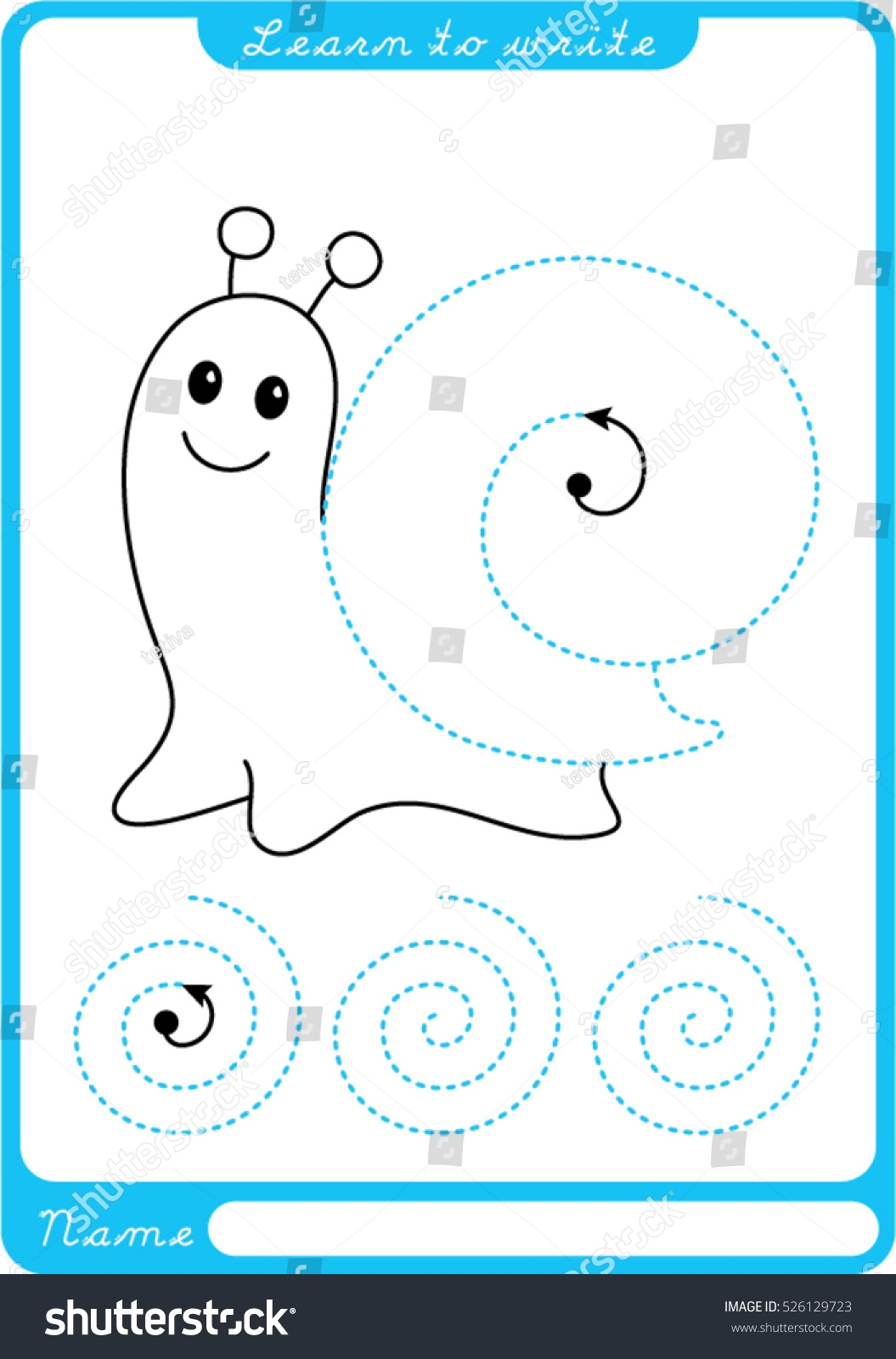 Snail Preschool Worksheet Practicing Fine Motor Stock Vector 