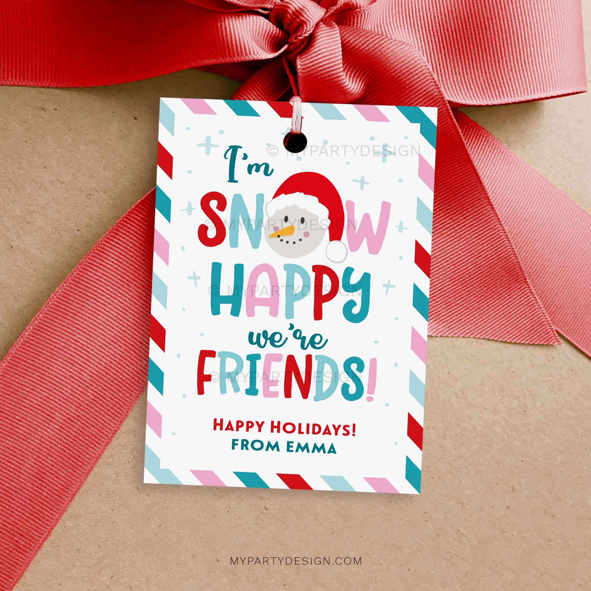 Snow Happy We re Friends Gift Tag Printable PDF