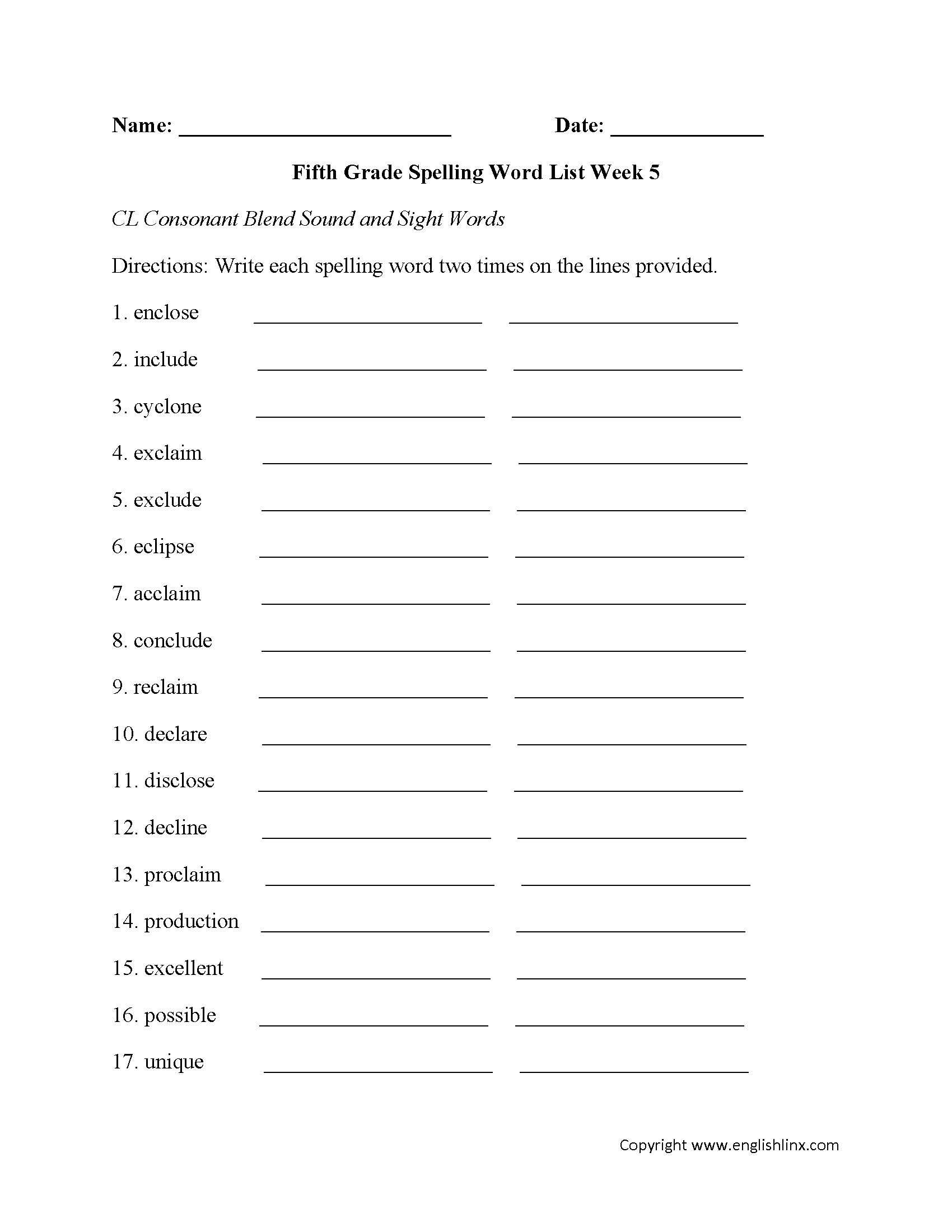 Spelling Worksheets Fifth Grade Spelling Words Worksheets Worksheets Library