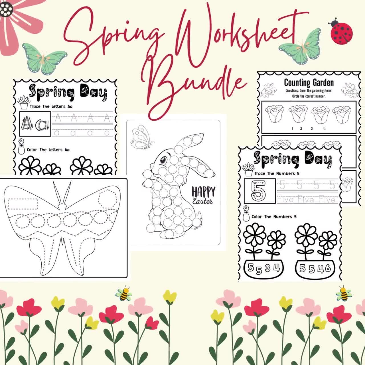Spring Worksheet Bundle Spring Activity Sheet Spring Activities Printable Spring Activities Worksheets Bundle Kindergarten Worksheets Presch