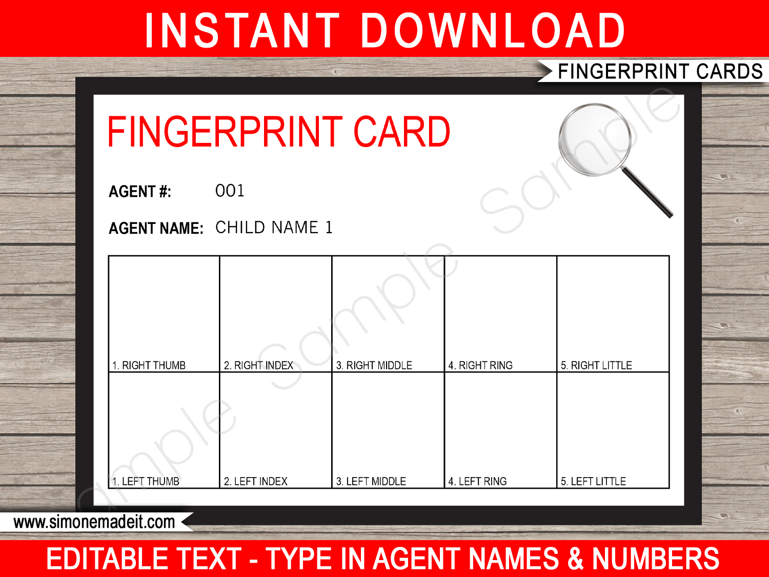 Spy Party Fingerprinting Card Template