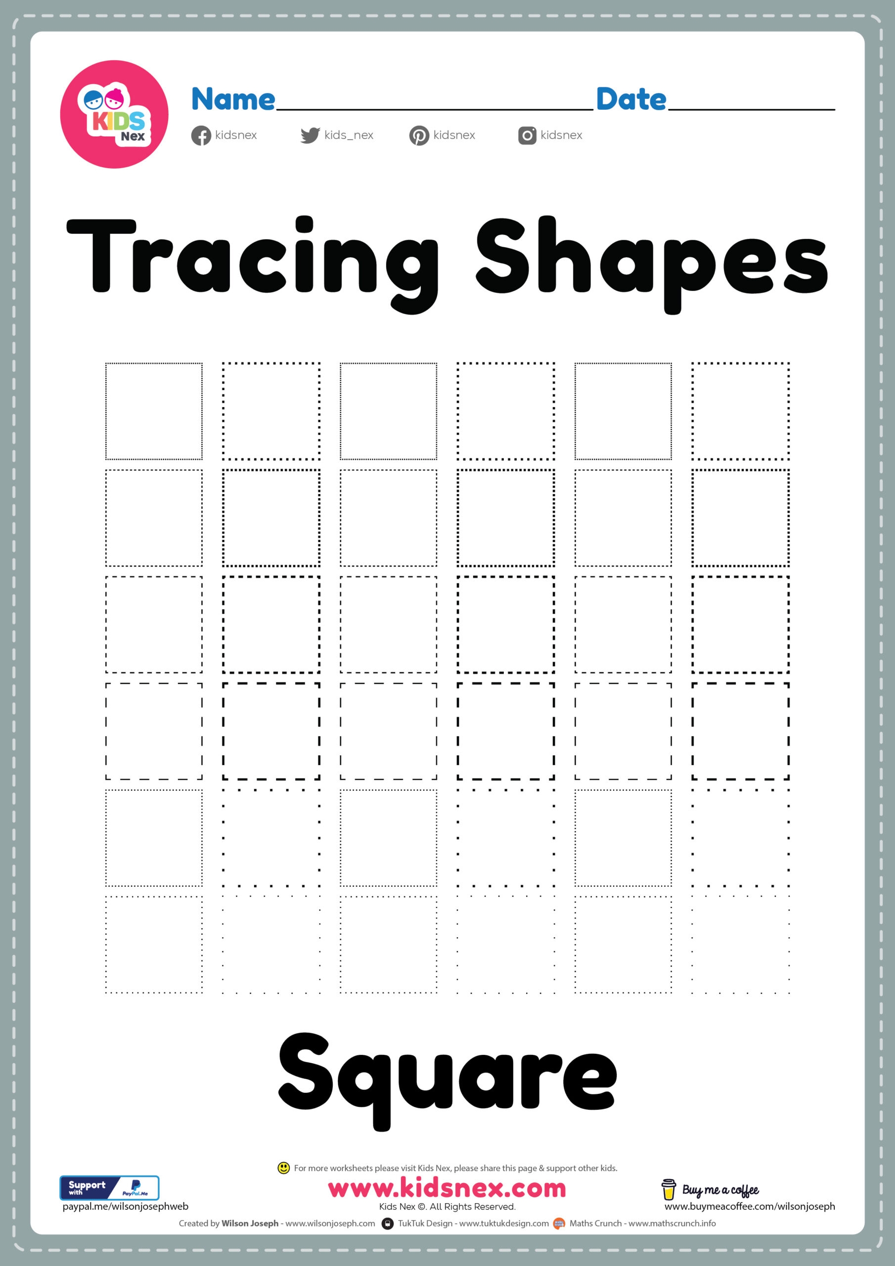 Square Worksheet For Tracing Shapes Free Printable For Kids Square Worksheet For Tracing Shapes Free Printable For Kids