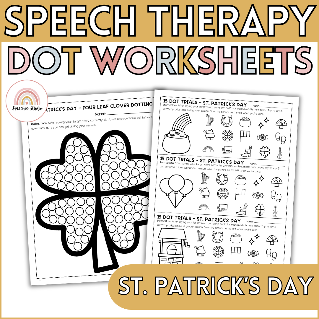 St Patrick s Day Articulation And Language Dot Worksheets For Speech Therapy Speechie Studio