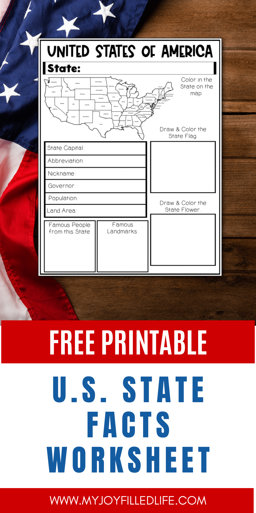 Free Printable State Facts Worksheet