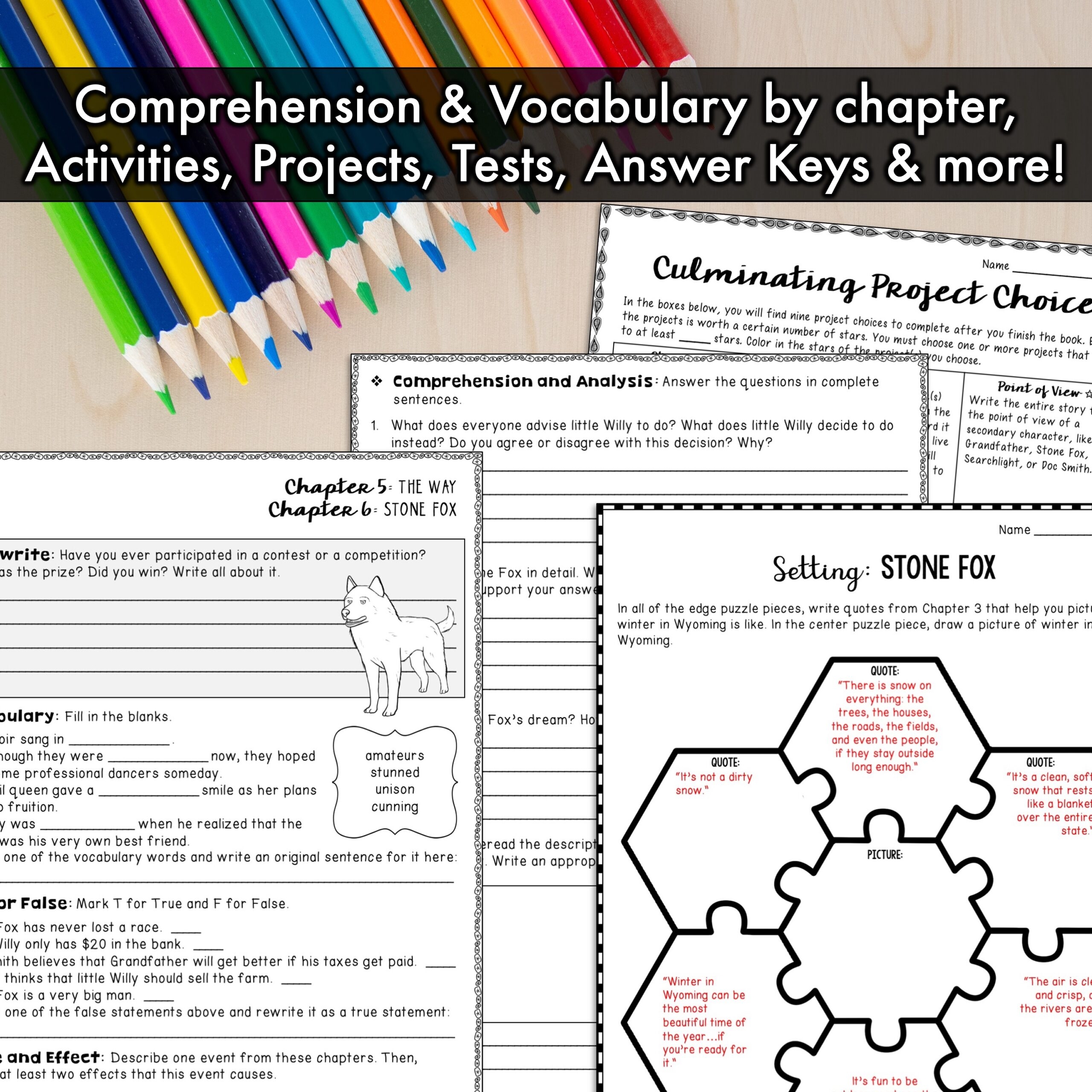 Free Printable Worksheets For Stone Fox