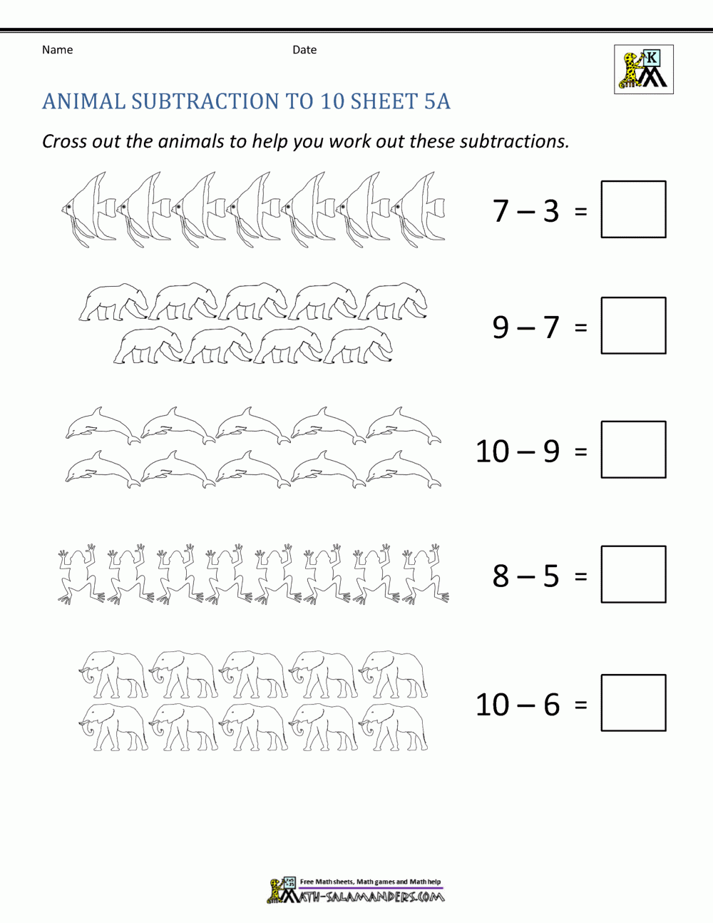 Free Printable Subtraction Worksheets Ks1