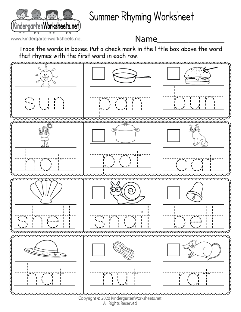 Summer Rhyming Worksheet Free Printable Digital U0026 PDF Summer Rhyming Worksheet Free Printable Digital U0026 PDF
