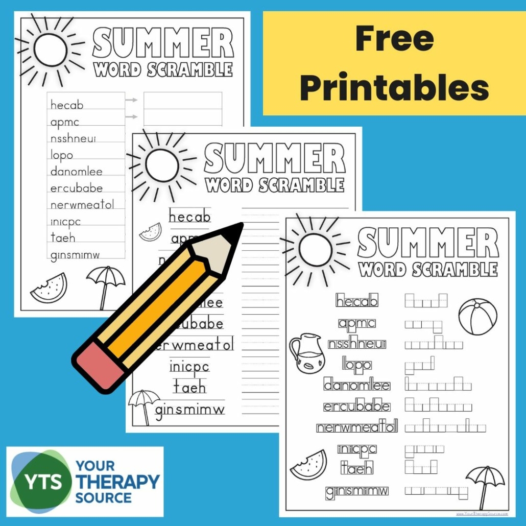 Summer Word Scramble Printable FREE Your Therapy Source
