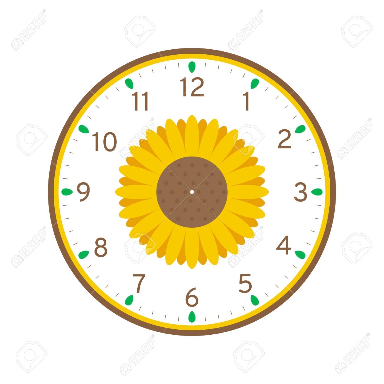 Sunflower Printable Clock Face Template Isolated On White Background Royalty Free SVG Cliparts Vectors And Stock Illustration Image 126017635 