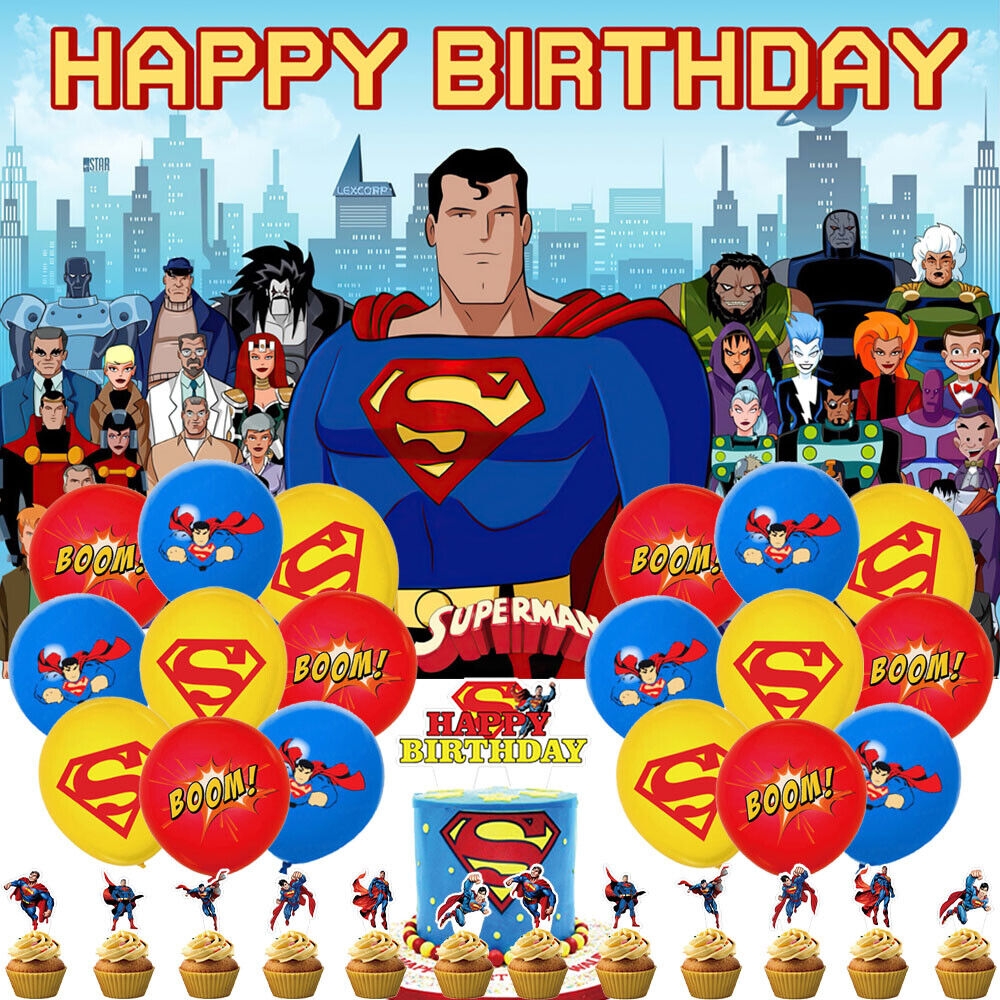 Superman Party Supplies Birthday Decoration Set Balloons Cake Toppers Banner EBay