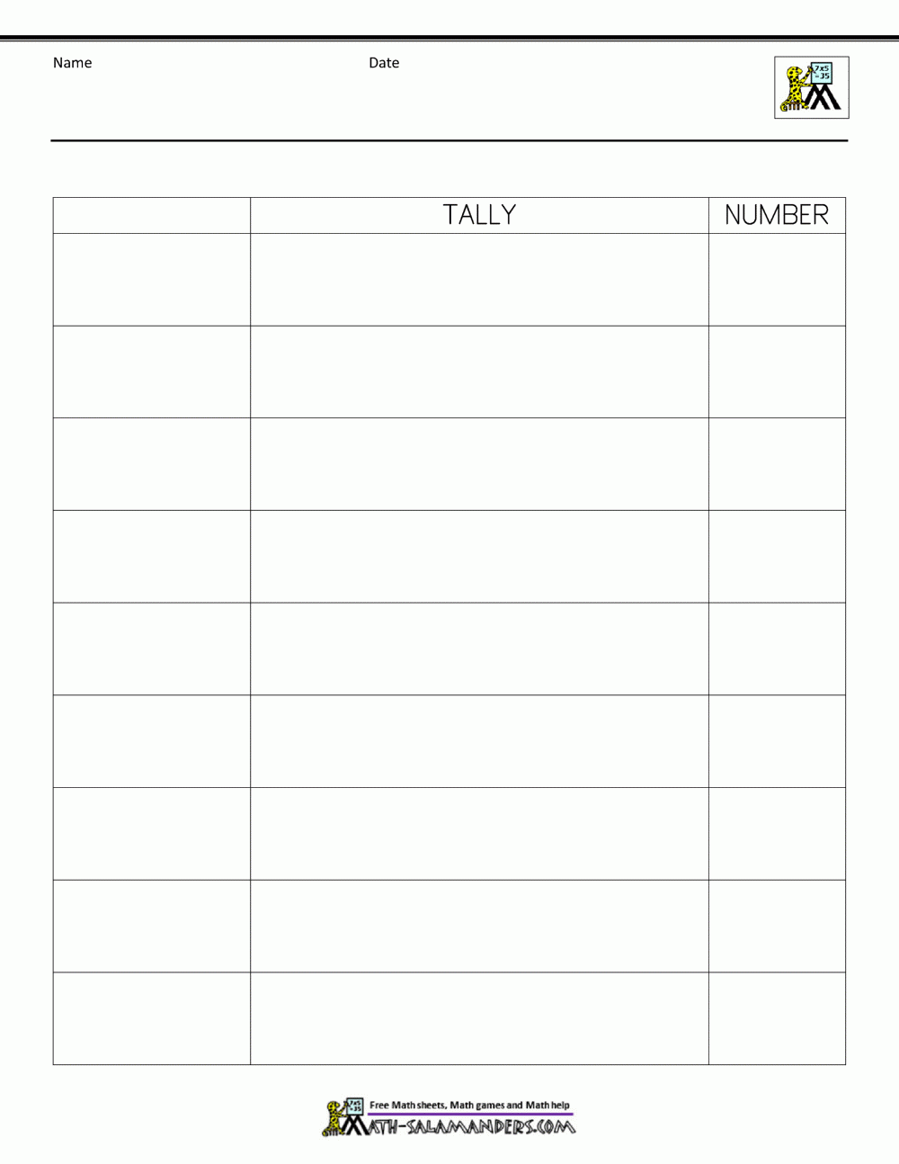 Tally Chart Worksheets Tally Chart Worksheets