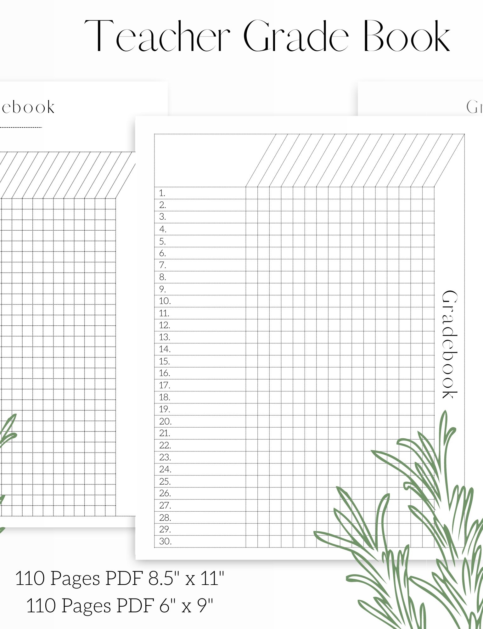 Teacher Gradebook Class Record And Checklist Log Book