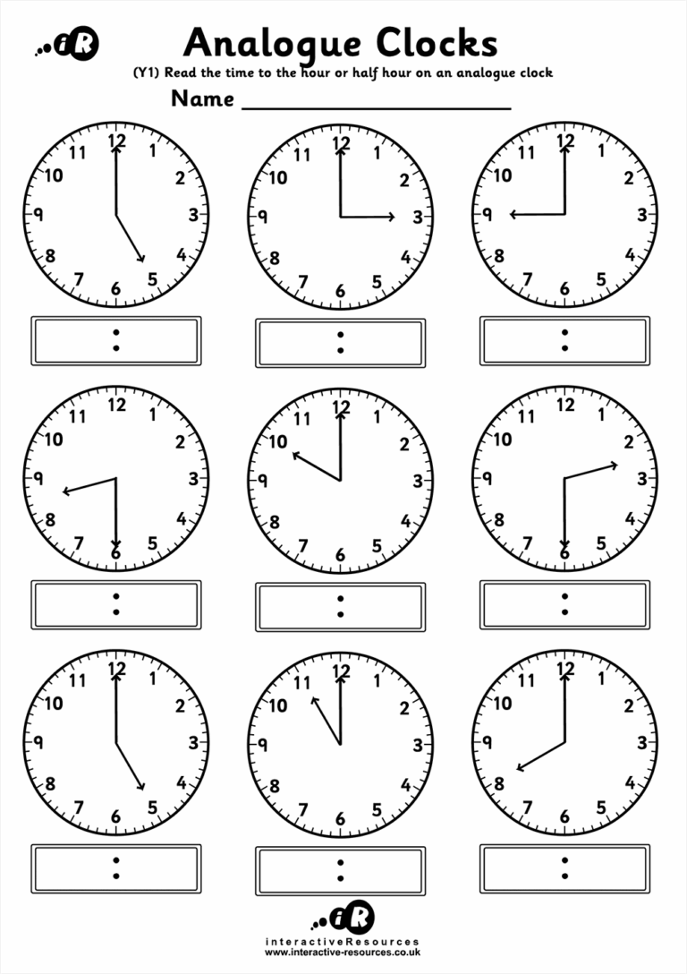 Teaching Time Free Telling Time Worksheets