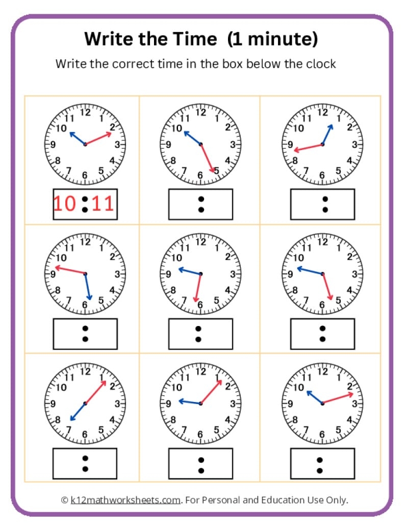 Free Printable Worksheets For Teaching Time