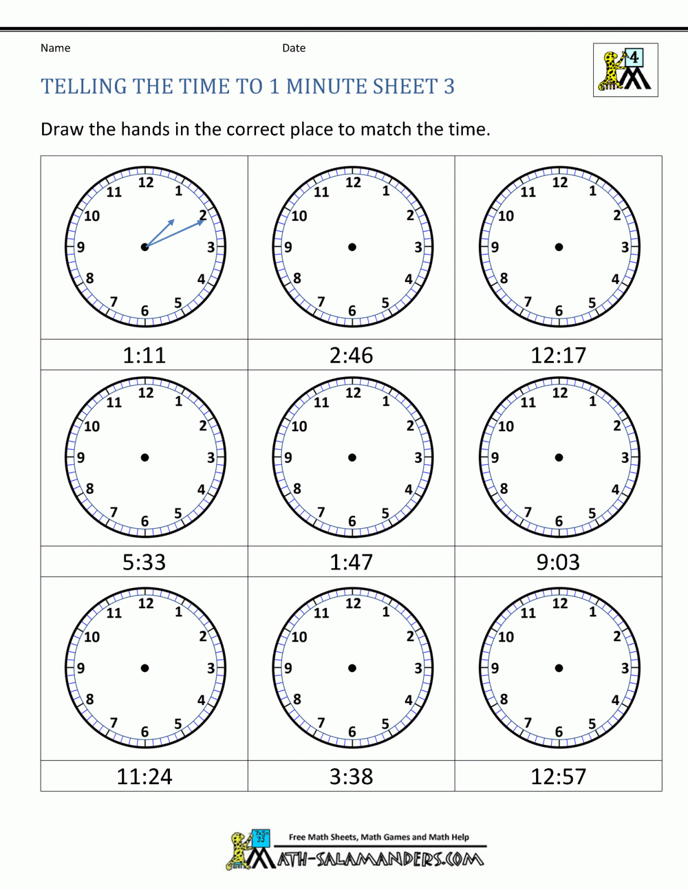 Free Printable Worksheets For Cloks