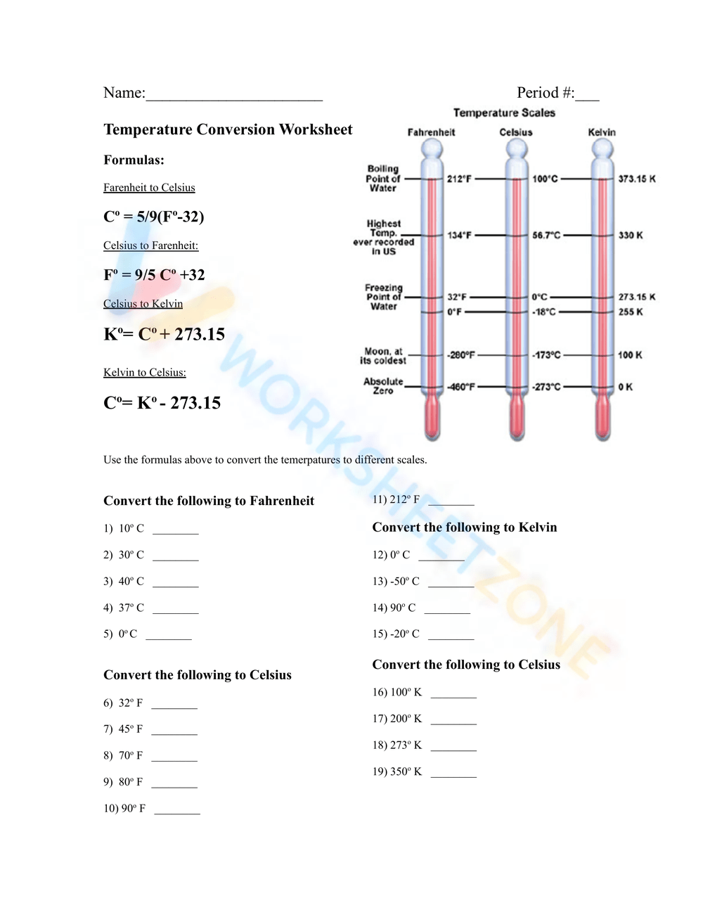 Temperature Conversion Worksheets 2025