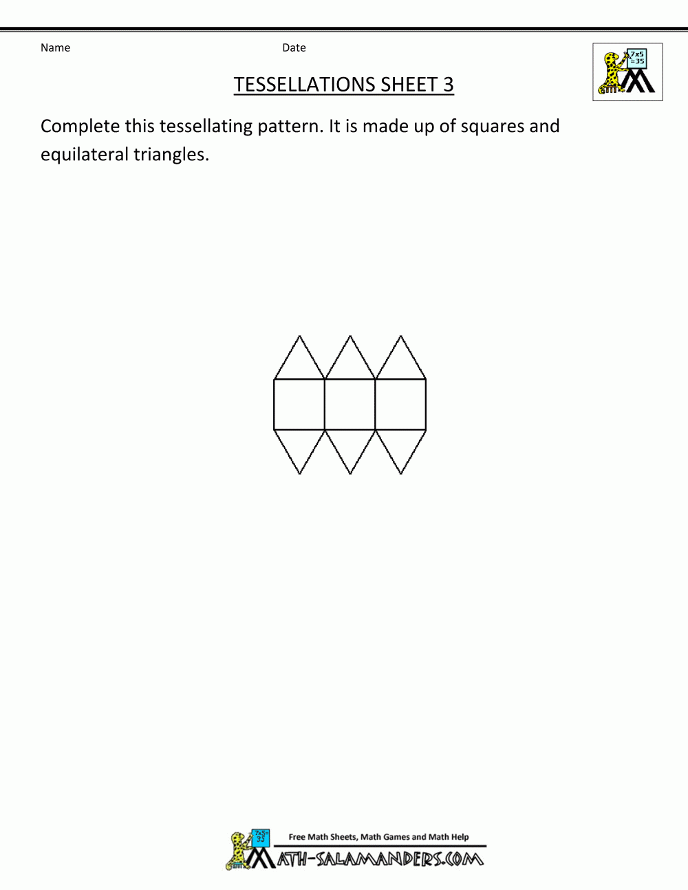 Free Printable Tessellation Worksheets