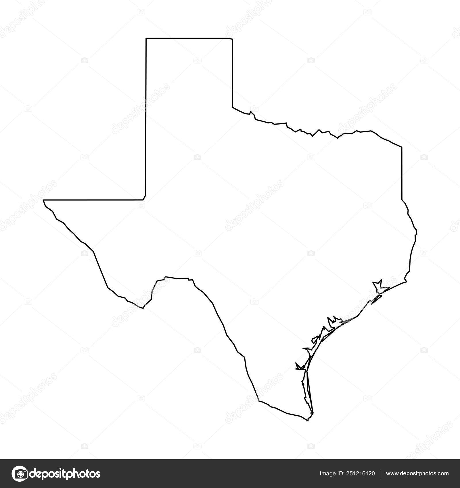 Texas State Of USA Solid Black Outline Map Of Country Area 