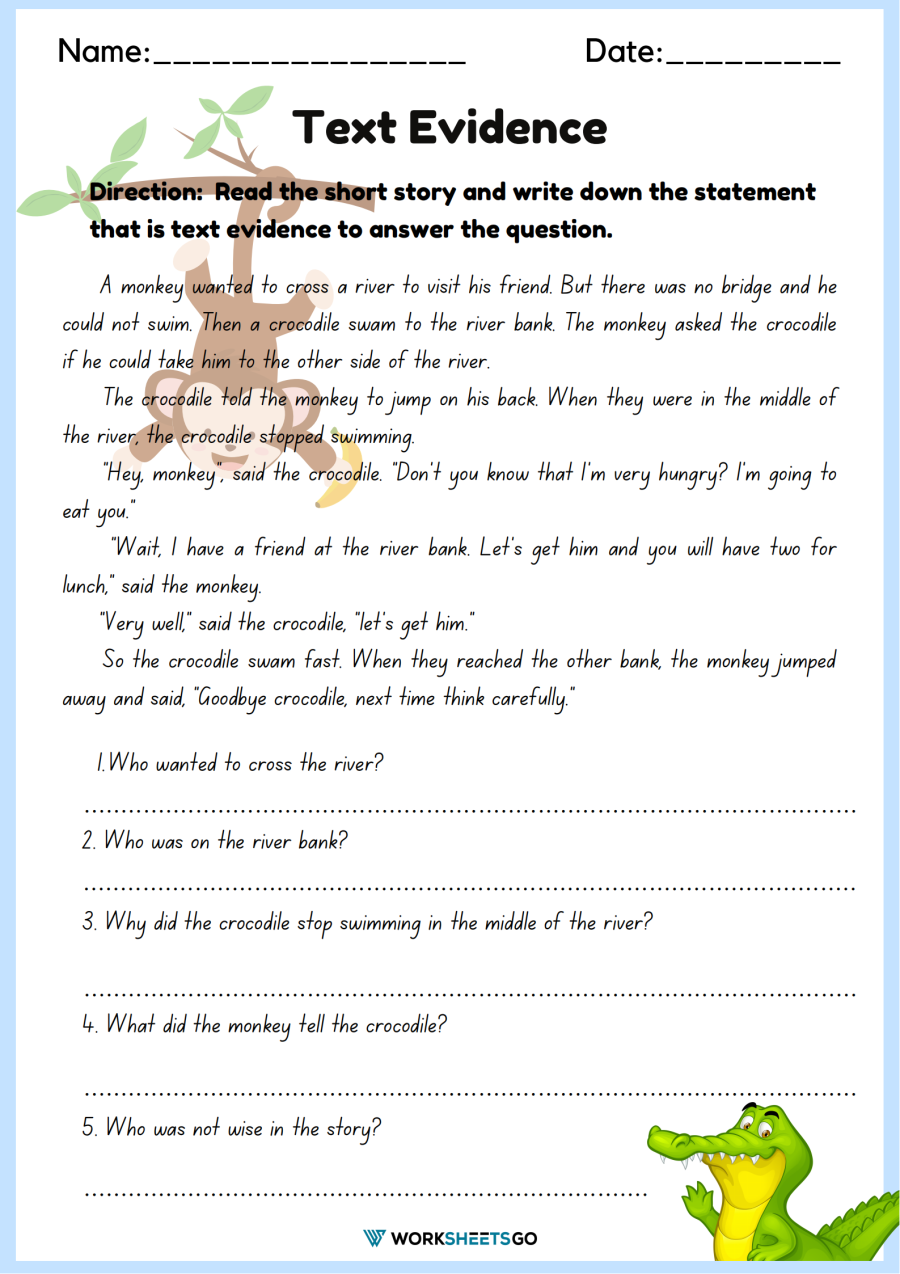 Text Evidence Worksheets WorksheetsGO Text Evidence Worksheets WorksheetsGO