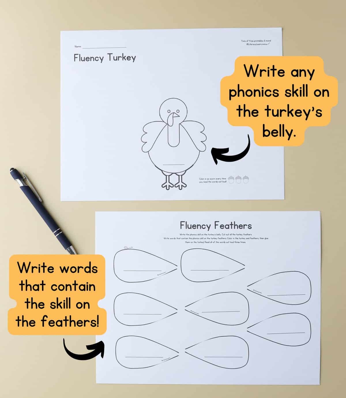 Thanksgiving Fluency Turkey For ALL Phonics Skills Free Printable Literacy Learn
