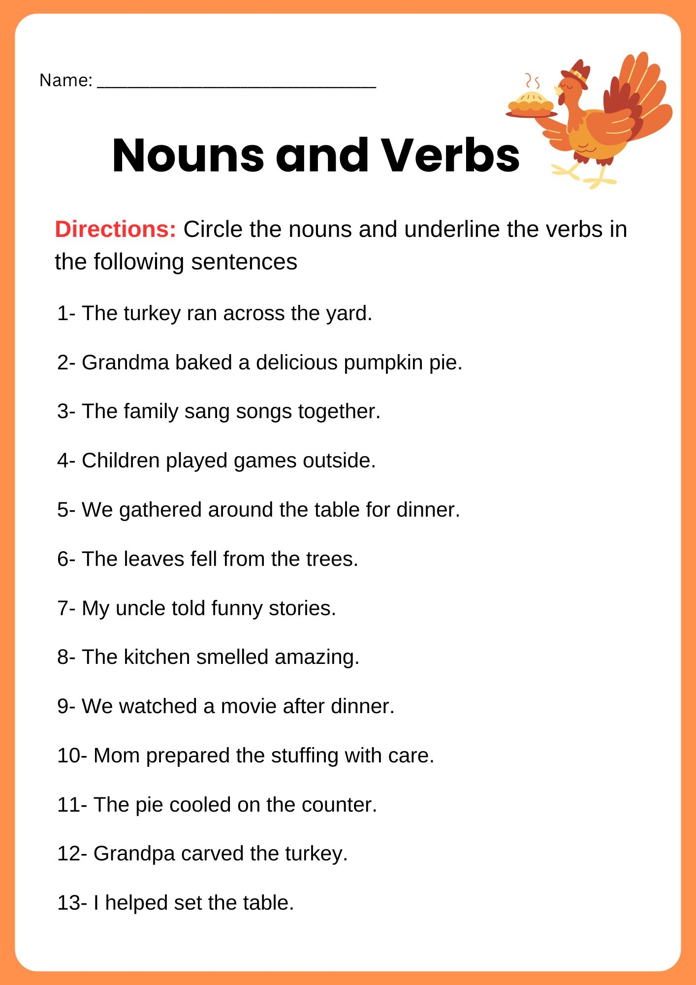 Thanksgiving Grammar Worksheets Grammar Practice