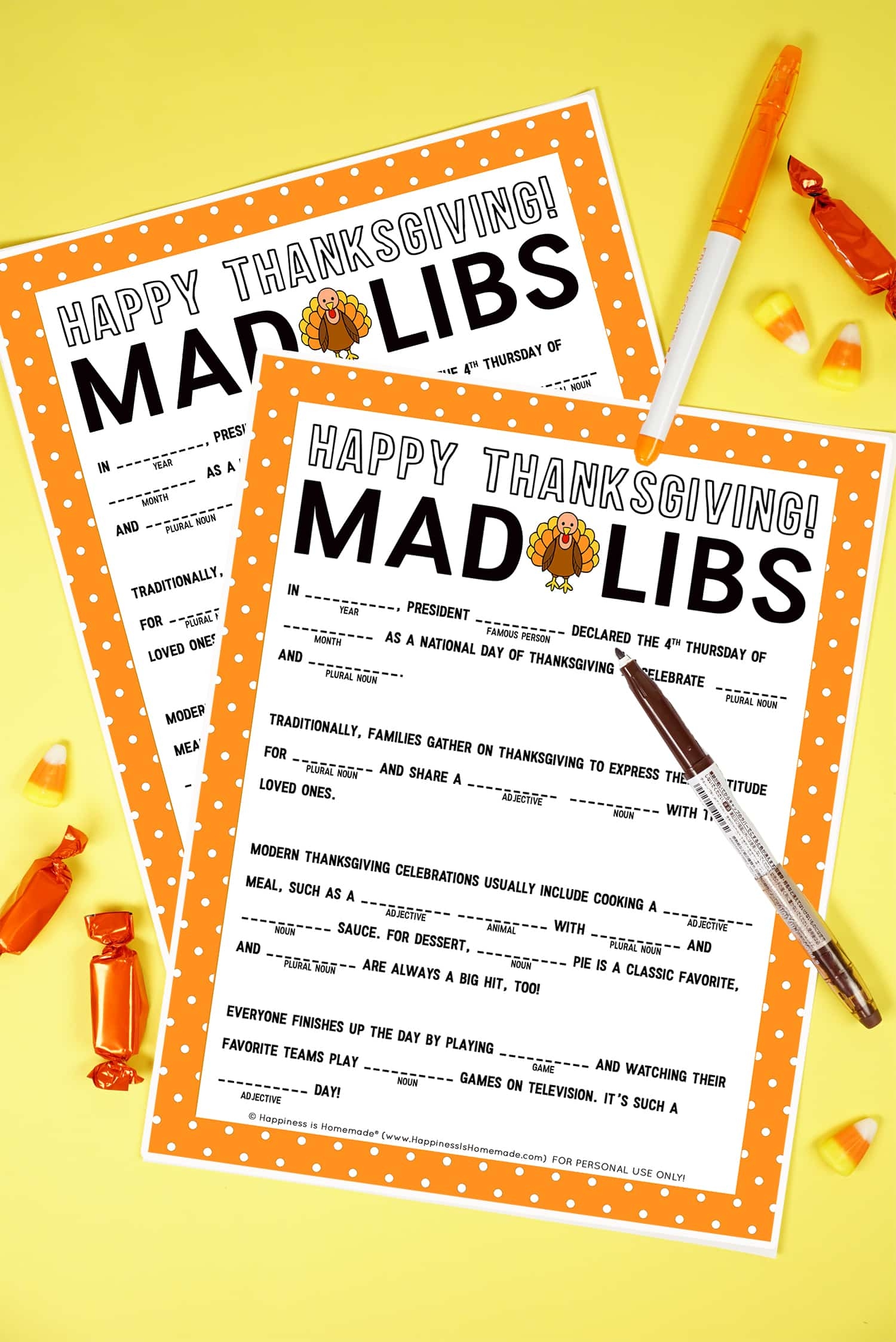Thanksgiving Mad Libs Printable Game Happiness Is Homemade
