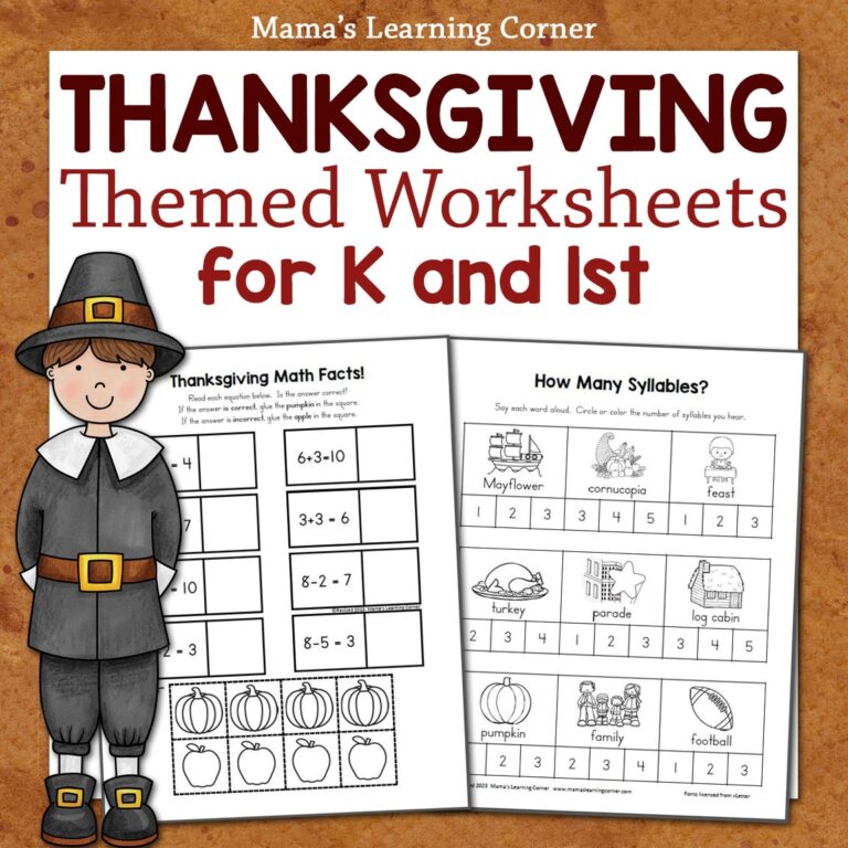 Thanksgiving Worksheets For Kindergarten And First Grade Made By 