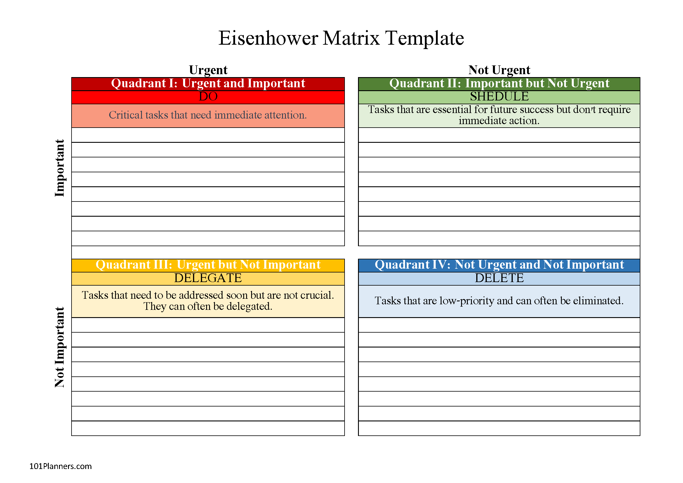 The Eisenhower Matrix FREE Editable Templates The Eisenhower Matrix FREE Editable Templates