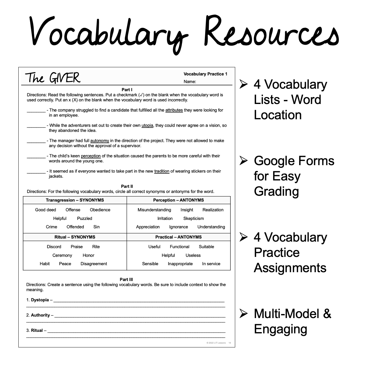 Free Printable Worksheets For The Giver