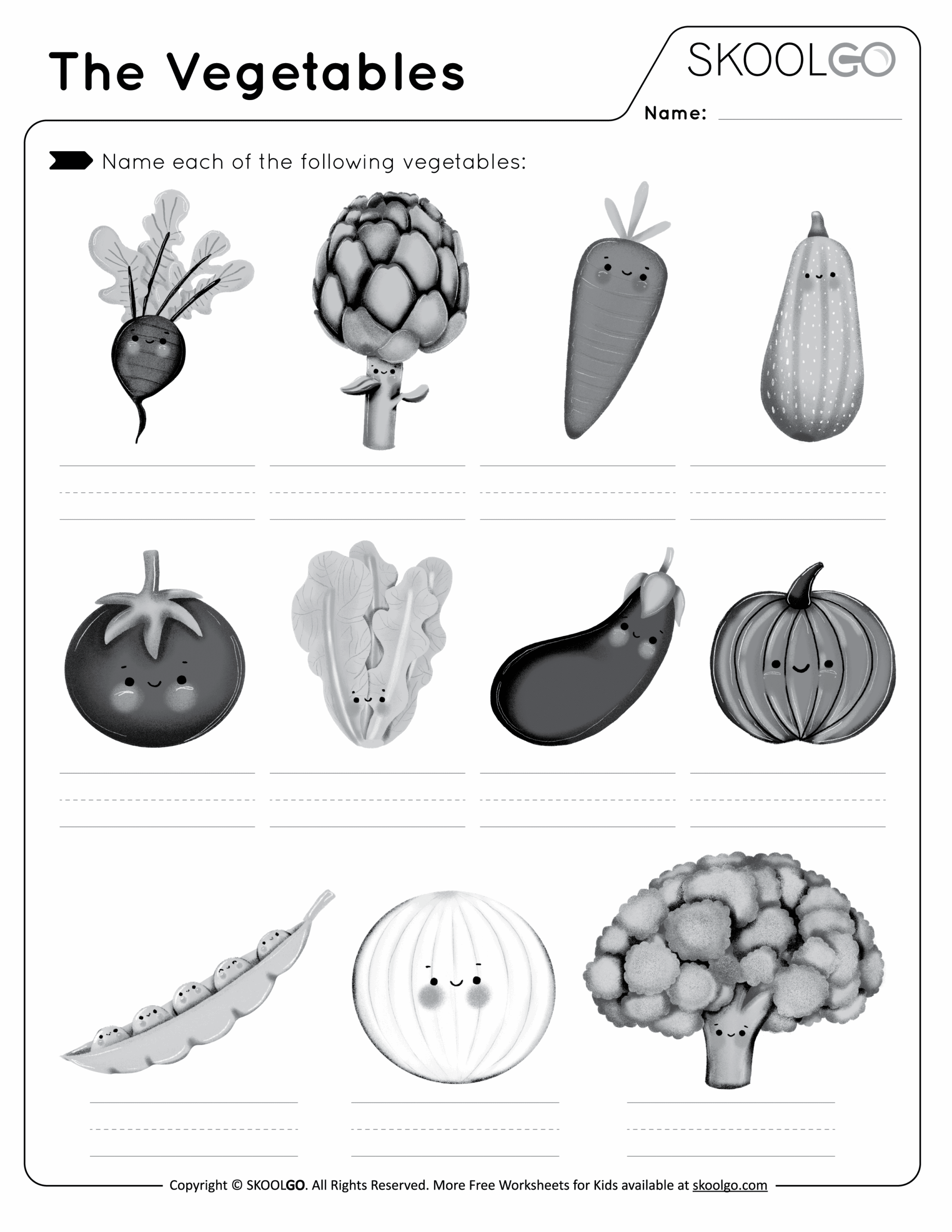 The Vegetables Free Worksheet SKOOLGO