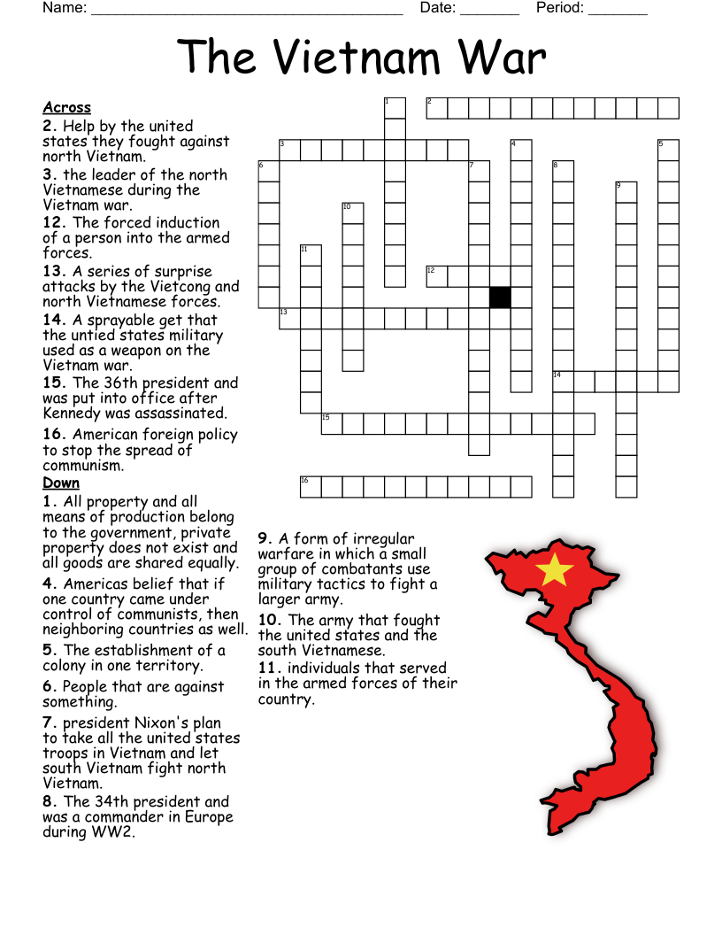 The Vietnam War Crossword WordMint