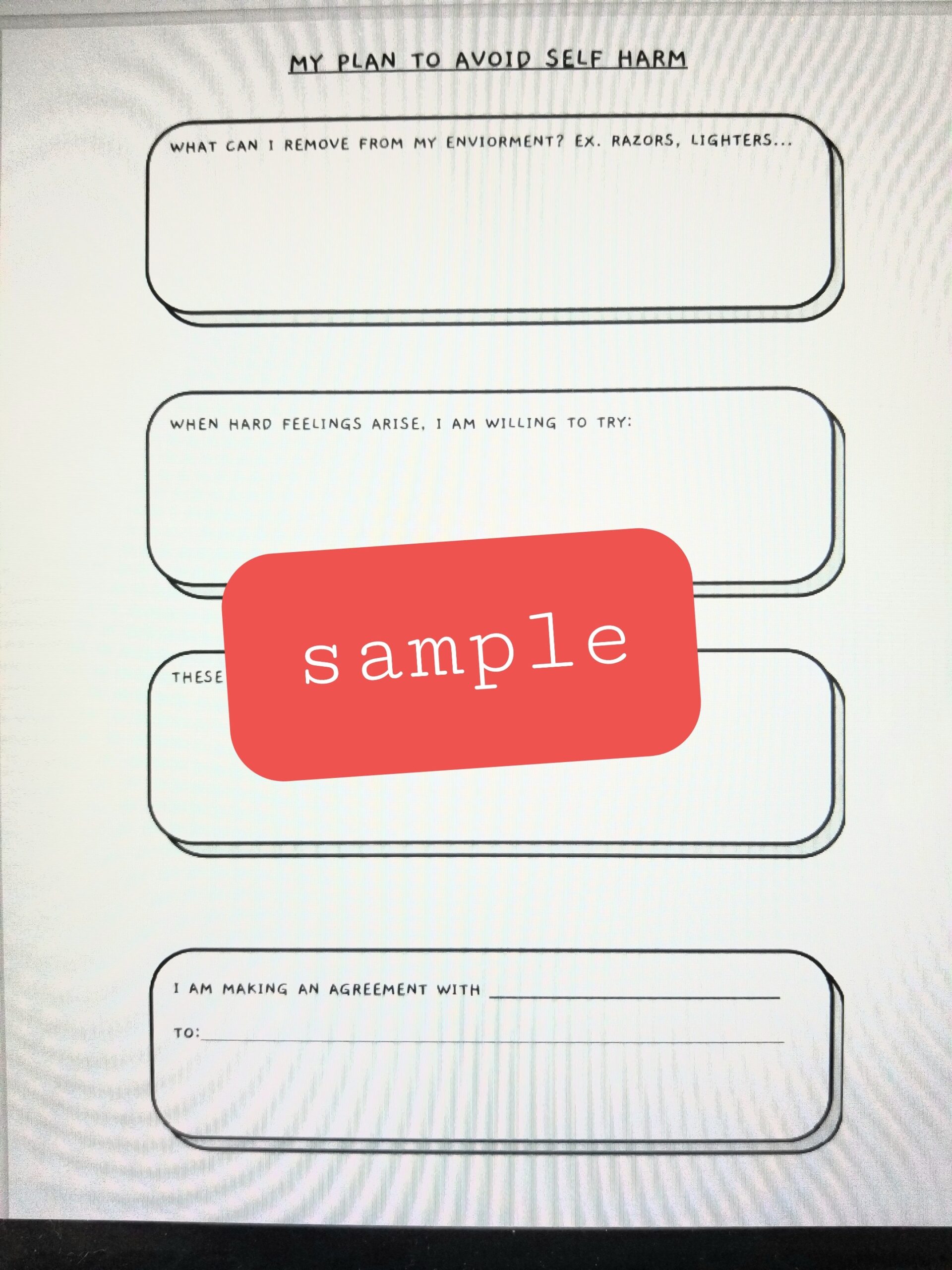 Free Printable Teens Self Harm Worksheets