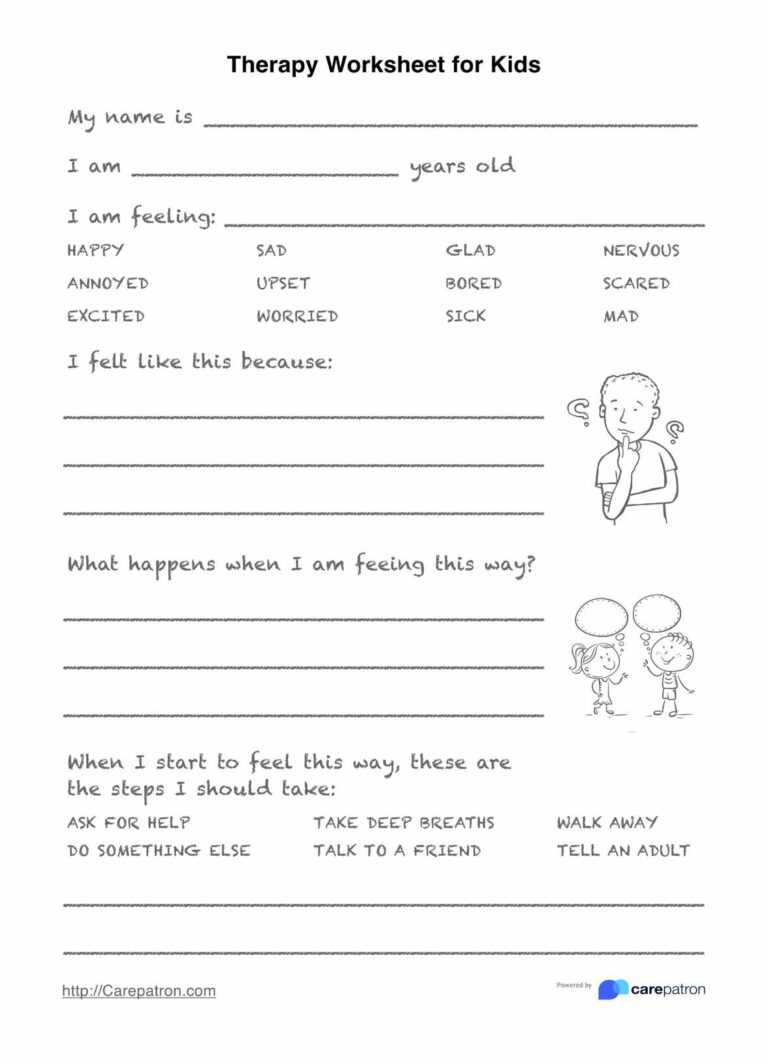 Therapy Worksheets For Kids U0026 Example Free PDF Download