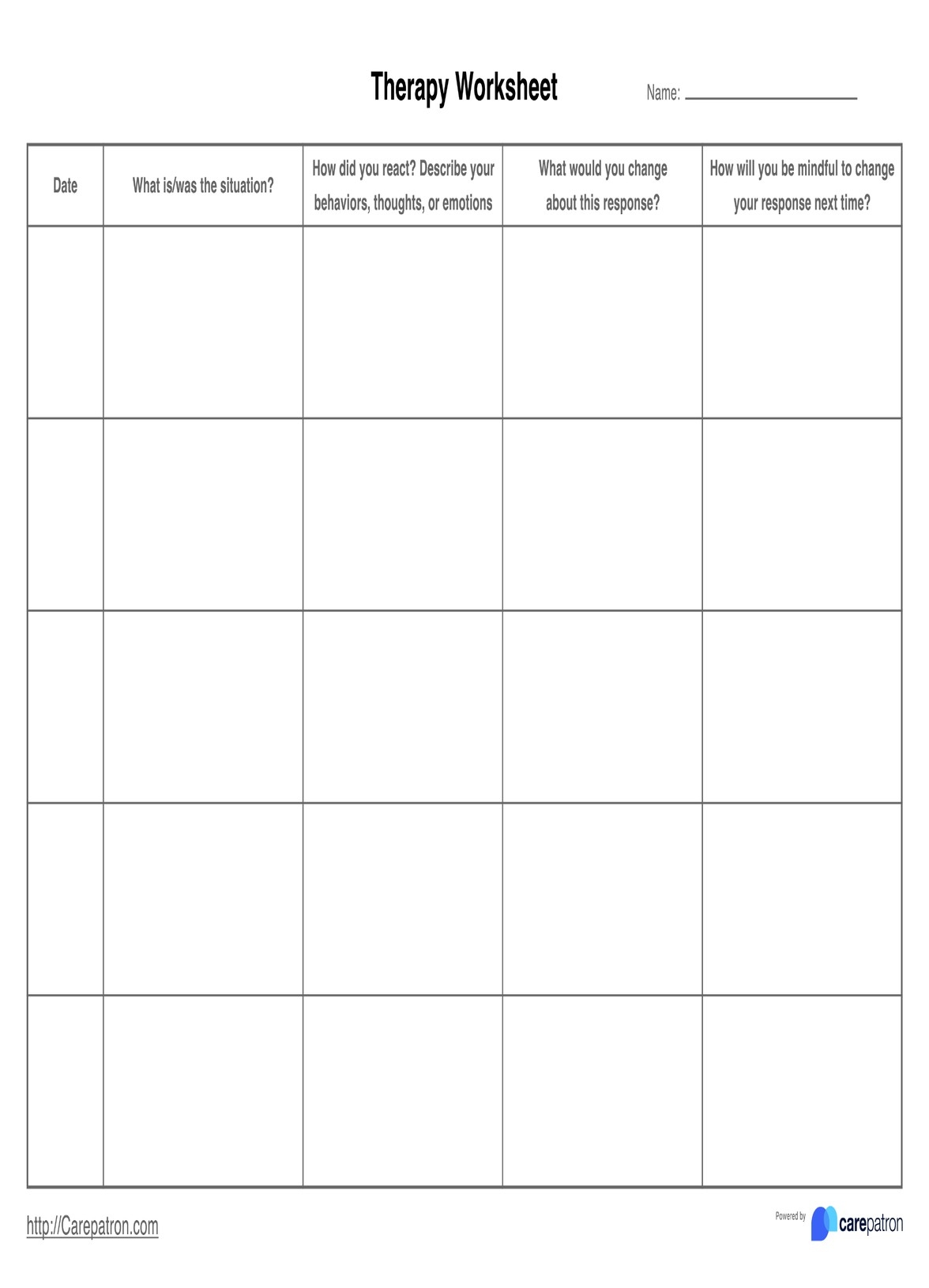 Therapy Worksheets U0026 Example Free PDF Download