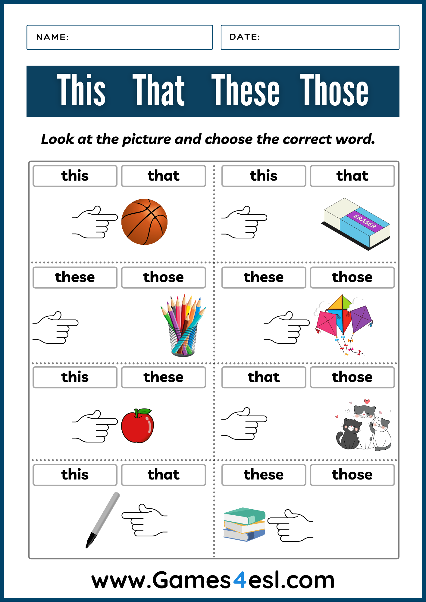 This That These Those Worksheets Fun U0026 Free Printables Games4esl