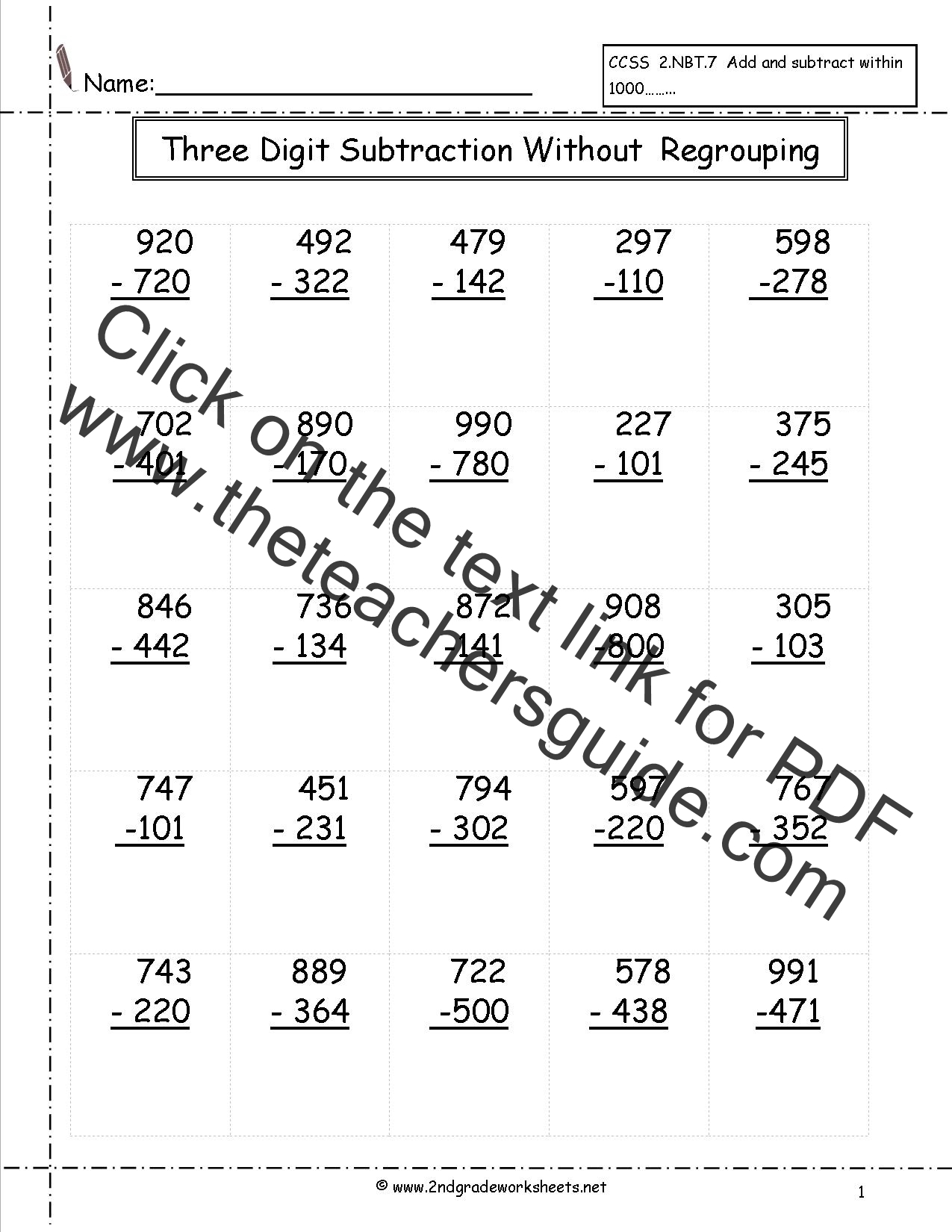 Free Printable Subtraction With Borrowing Worksheets