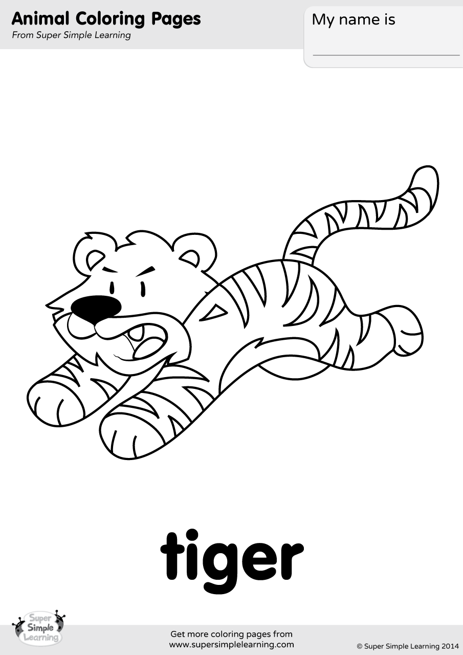 Tiger Coloring Page Super Simple