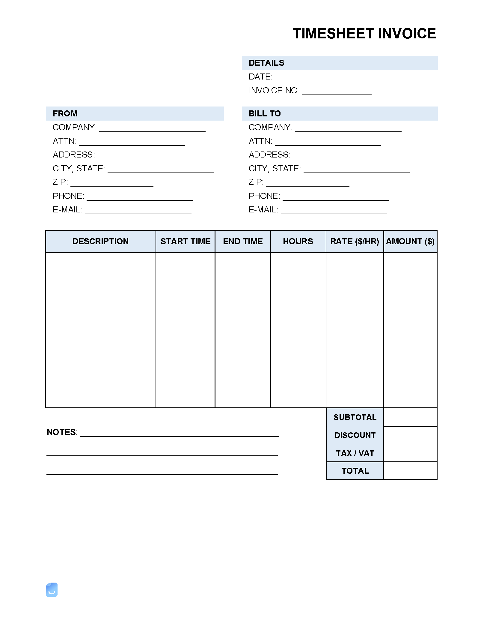 Free Blank Printable Timecare Slip