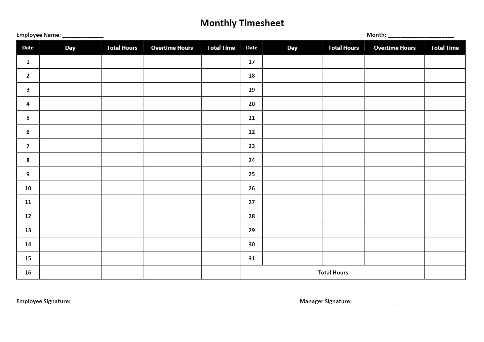 Timesheet Templates Download U0026 Print For Free Worksheets Library
