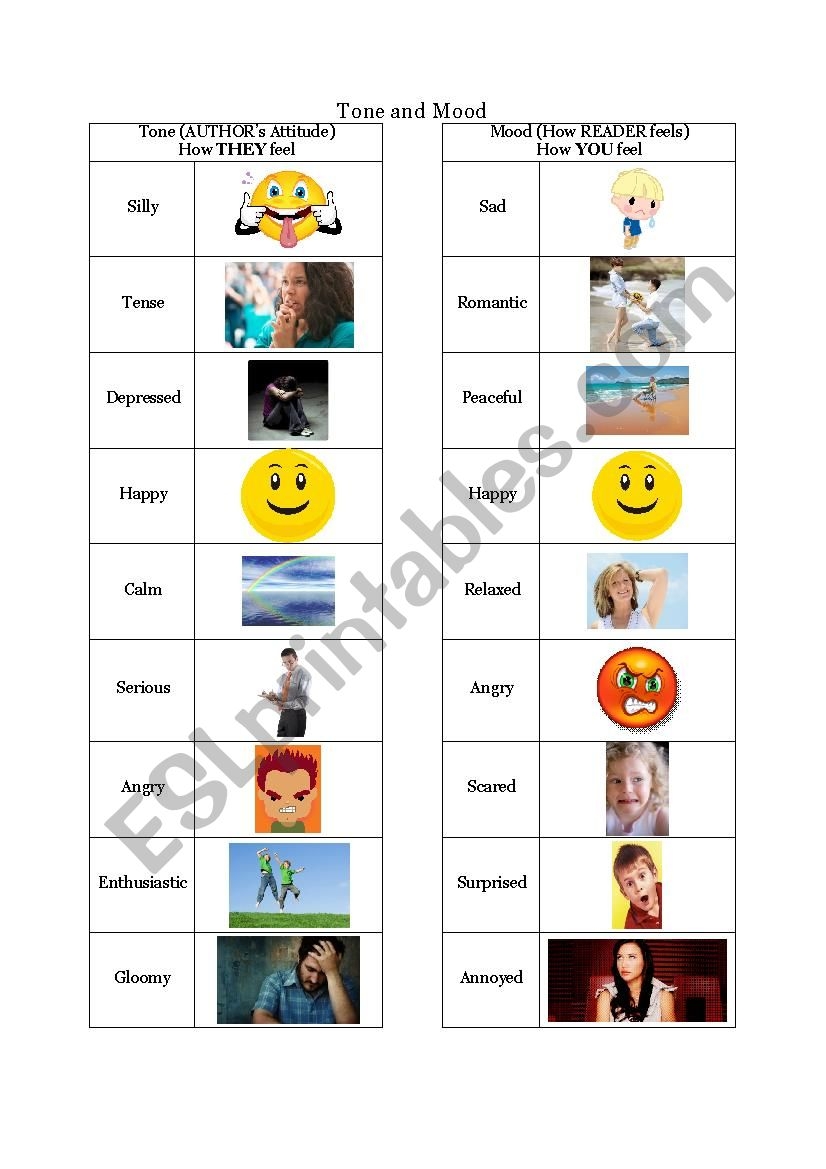 Tone And Mood Notes ESL Worksheet By Scfreemanuga