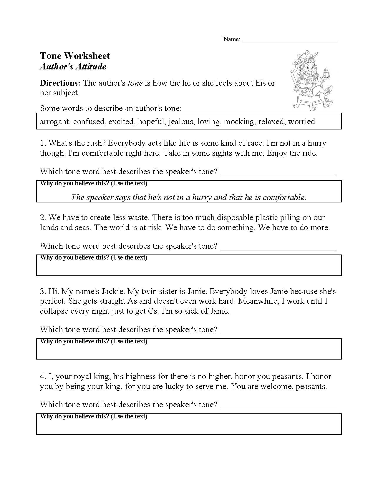 Tone Worksheet Elements Of Fiction Activity Tone Worksheet Elements Of Fiction Activity