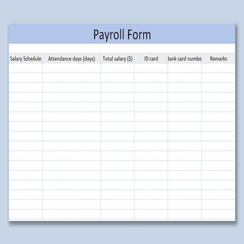 Blank Printable Free Payroll Template