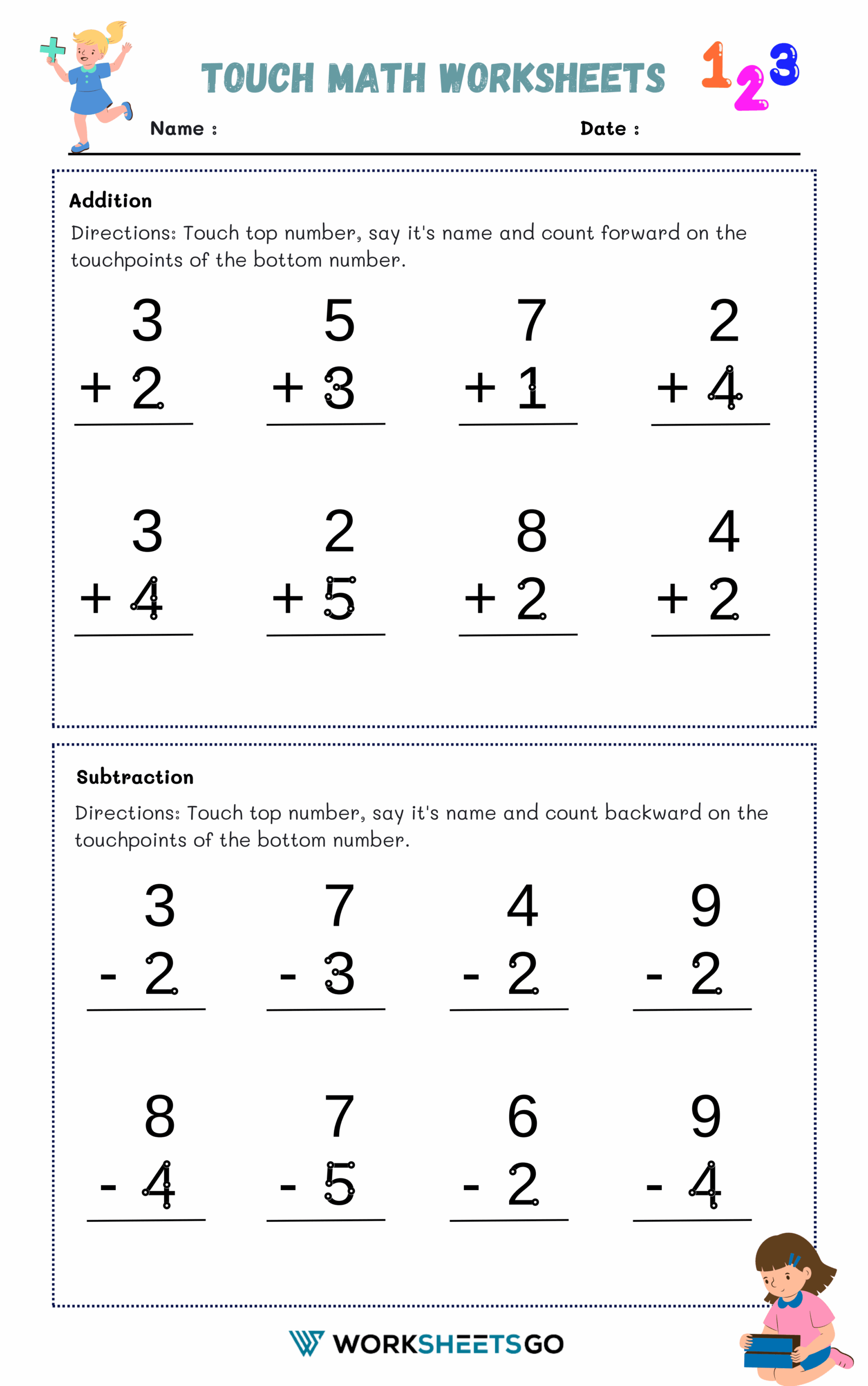 Touch Math Worksheets WorksheetsGO
