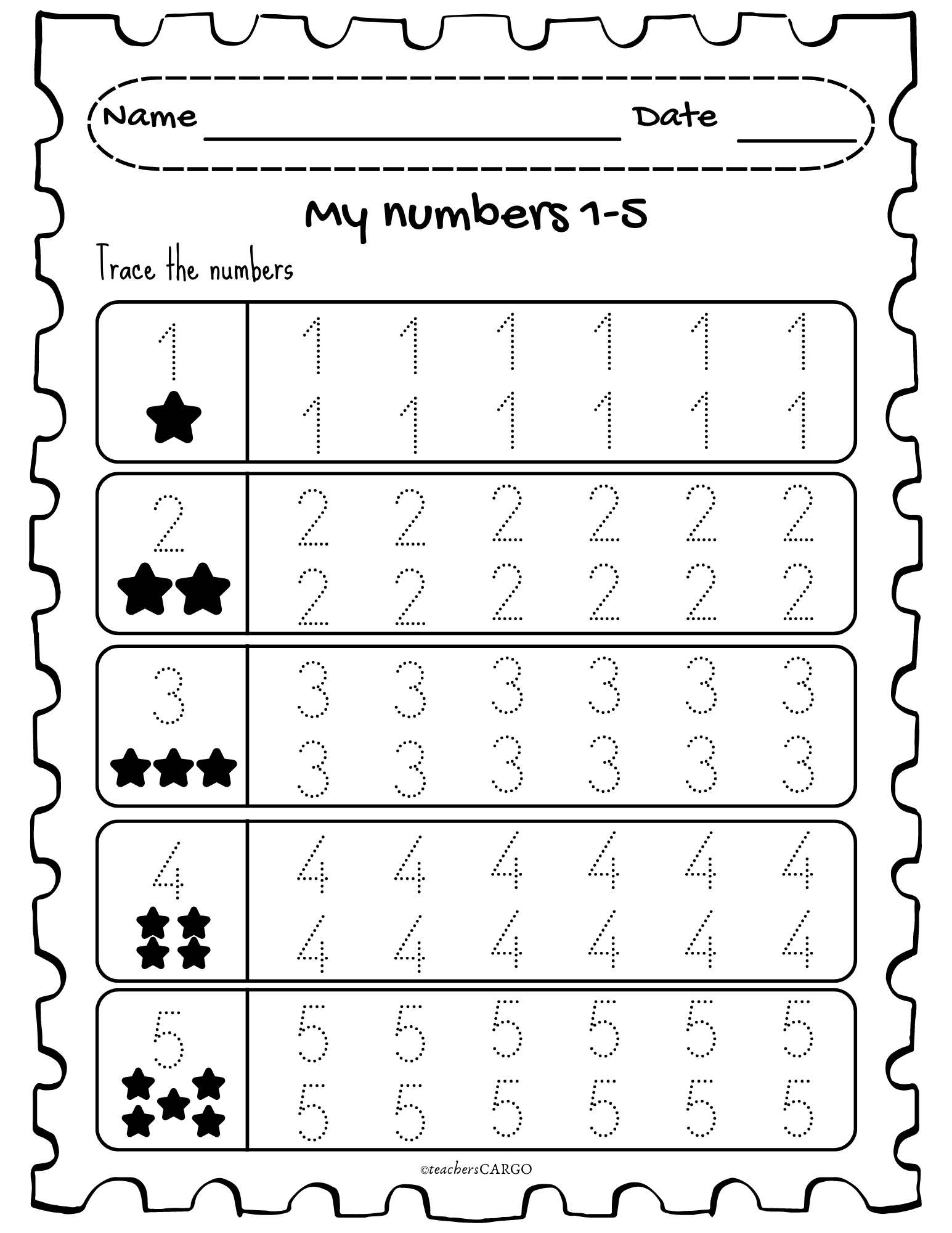 Tracing Numbers 1 5 Number Tracing Worksheets Numbers 1 5