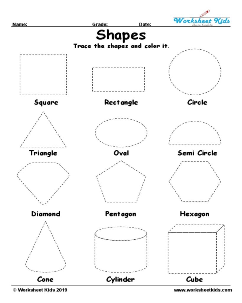 Free Printable Shape Worksheets Tracing