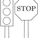 Traffic Light And Stop Sign Coloring Page Safety 