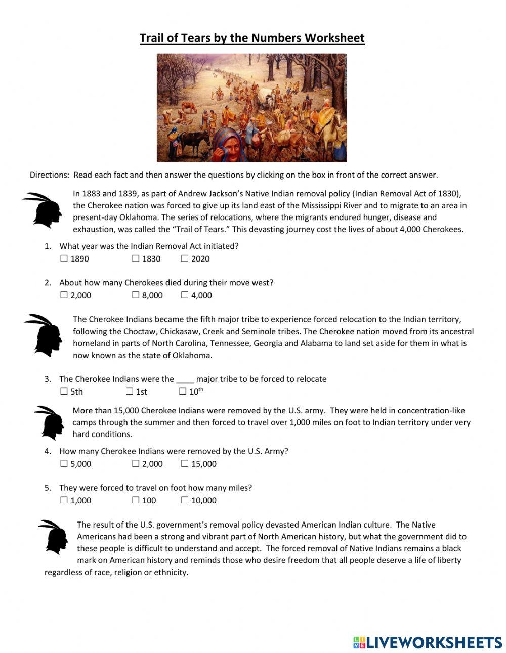 Trail Of Tears Worksheet Worksheet Live Worksheets Worksheets Library Trail Of Tears Worksheet Worksheet Live Worksheets Worksheets Library