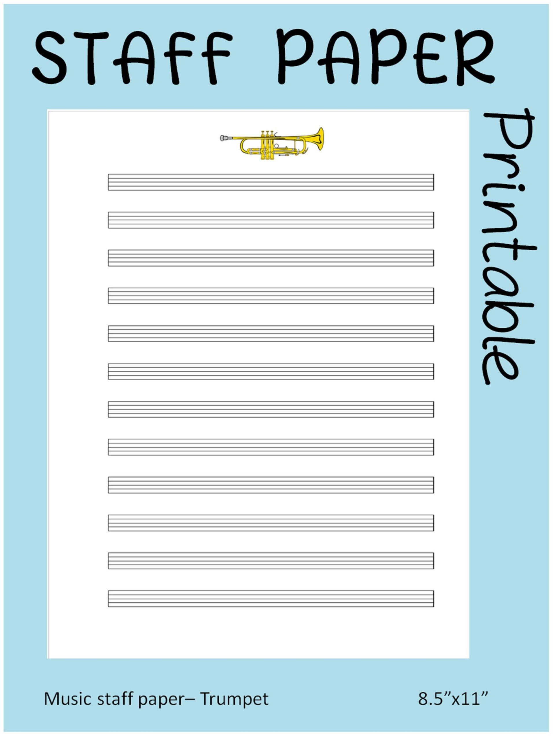 TRUMPET Printable Sheet Music Paper Instant Download Blank TRUMPET Printable Sheet Music Paper Instant Download Blank