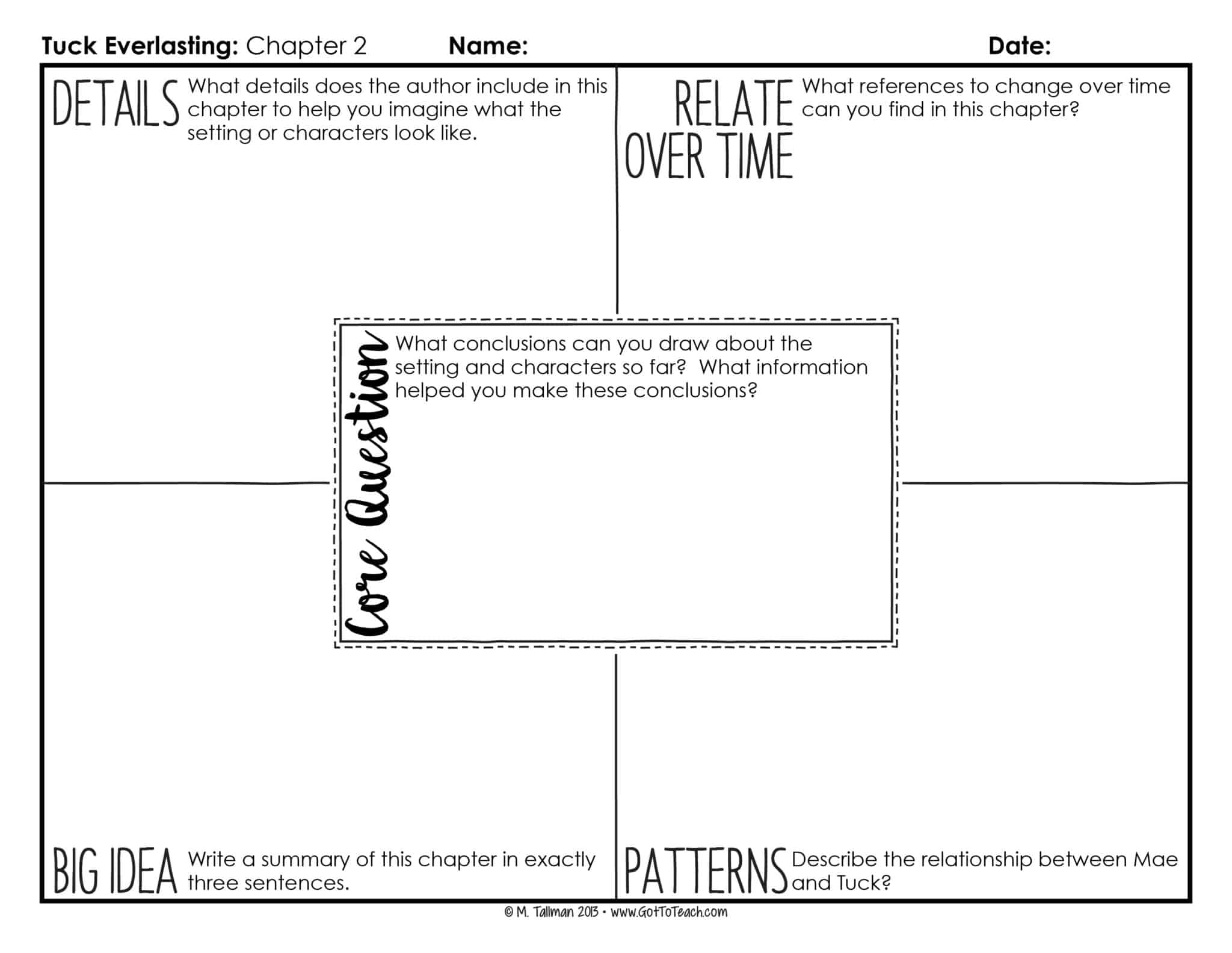 Tuck Everlasting Literacy Unit Printables Worksheets Library
