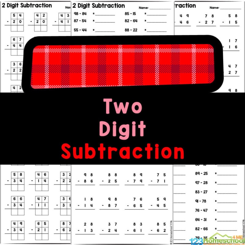 Free Printable Two Digit Subtraction Worksheets